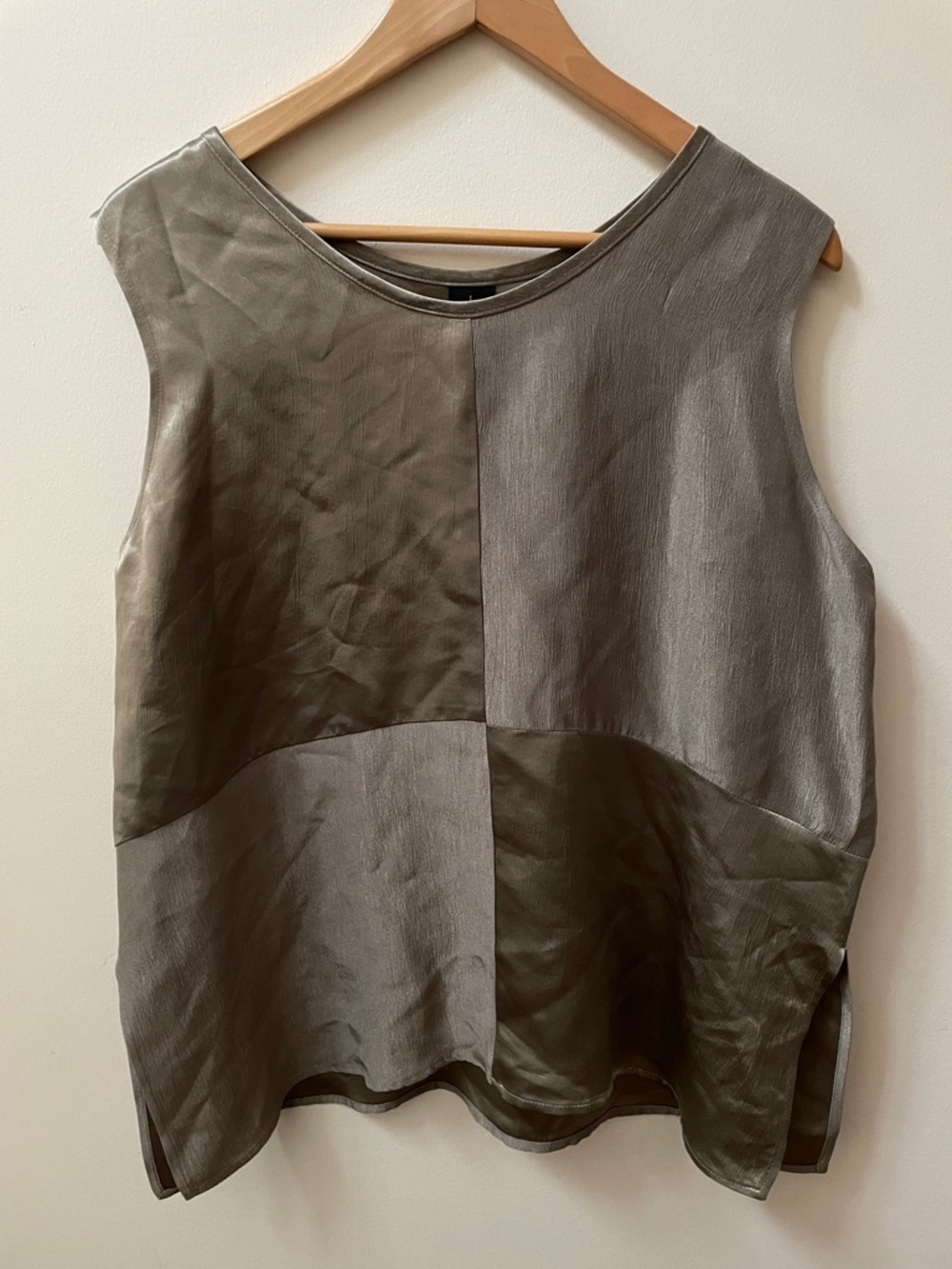 Vintage Sage Rayon Satin-Look Sleeveless Top